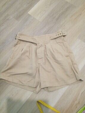 Banana Republic Size 12 Beige High-Rise Paperbag Bermuda  Gurkha Shorts